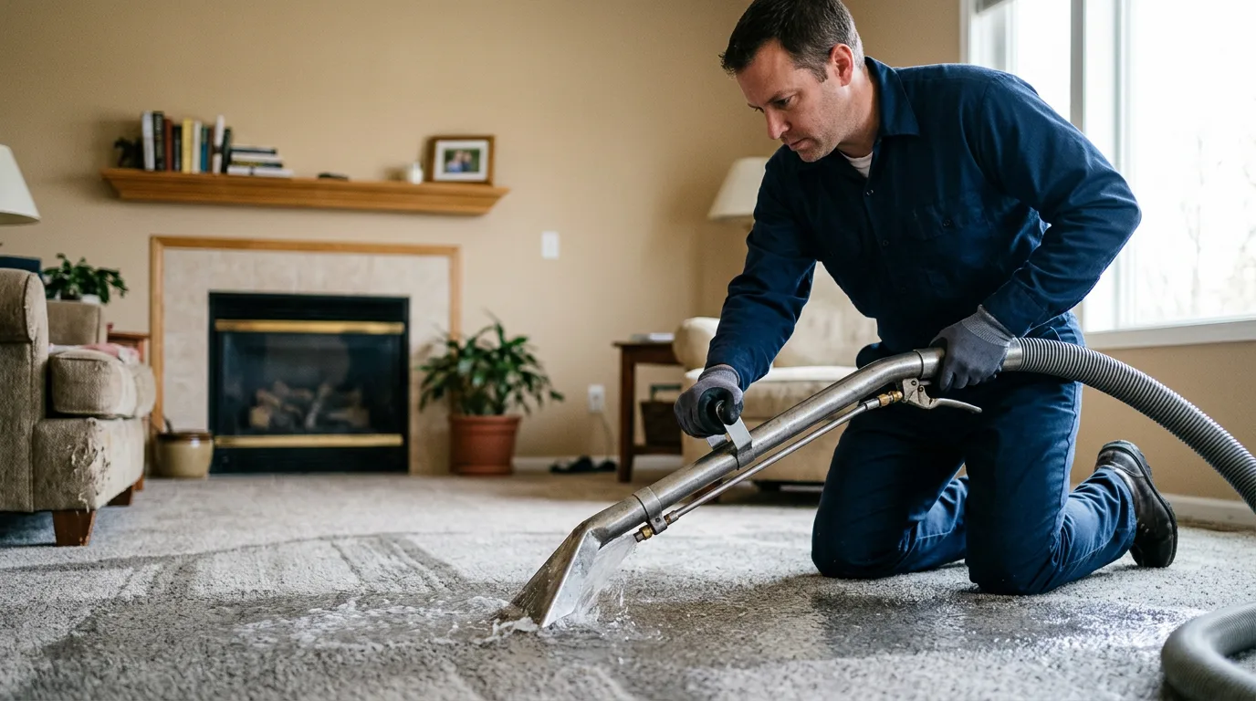 Water damage restoration technician working near Annandale, MN